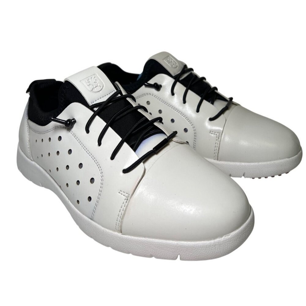Stacy Adams Halden Boy's Sneakers Youth White Cap Toe Elastic Lace Size 4 Shoes